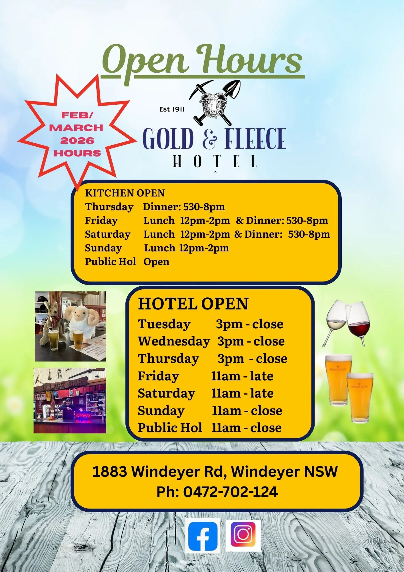 Opening Hours Feb/Mar 2026