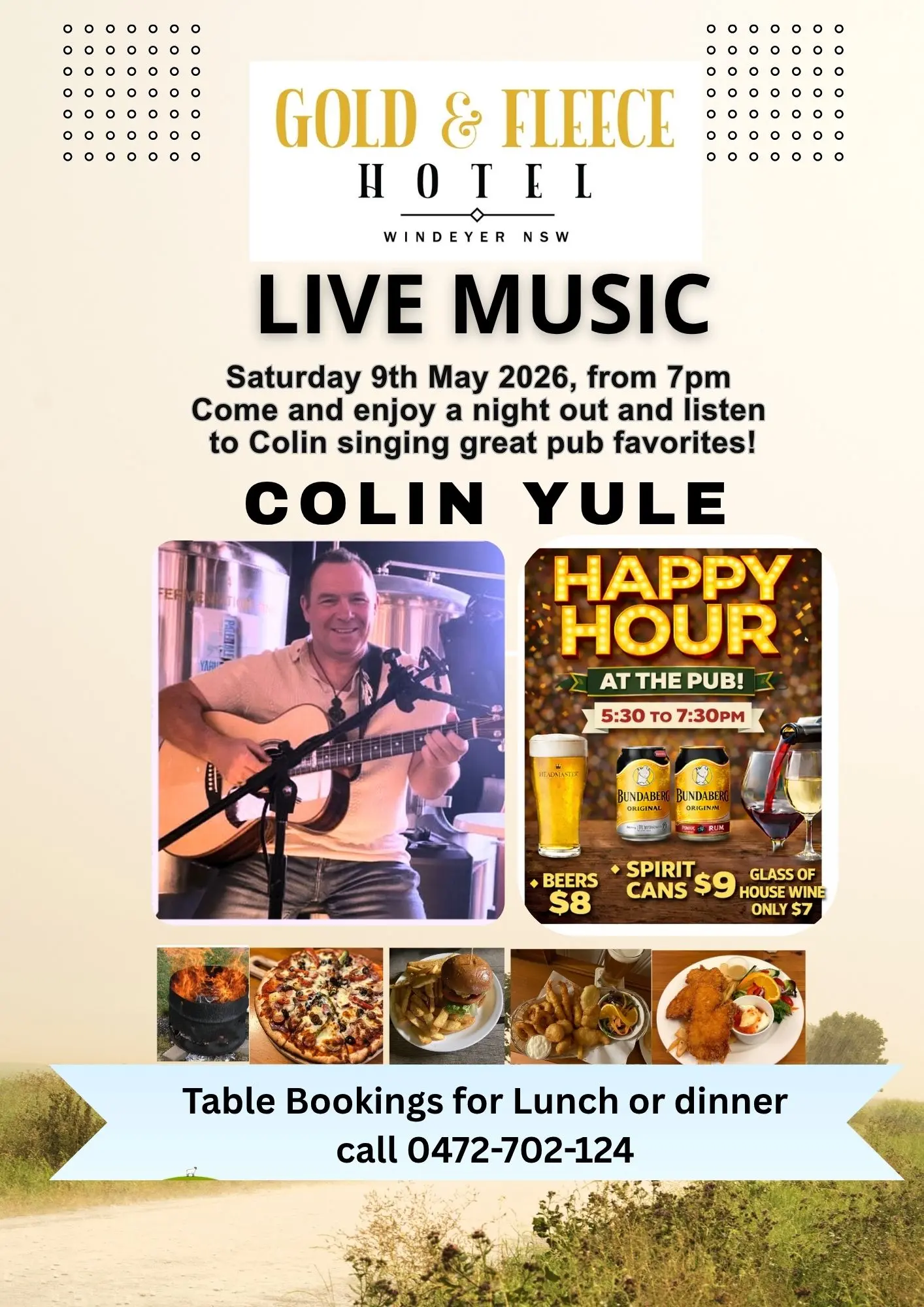 Colin Yule 9th May with Happy Hour