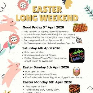 Easter Long Weekend 🍻seafood, raffles,karaoke, BBQ, Easter Egg Hunt🎯⛺️🍷🍺🍤🎉#mudgee #eastergetaway
