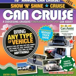 Support Cudgegong Cruisers Saturday 21st March, bringing heaps of cool cars to Windeyer , BBQ lunch raising money for “CanAssist” come and check it out🥳