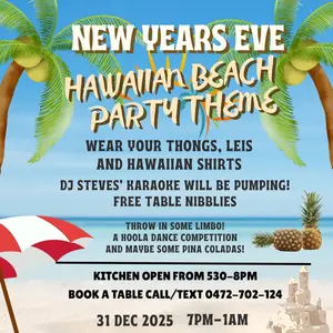 New Years Eve Hawaiian Karaoki Theme Night!! Come on down to Windeyer, NSW for a great night to bring in 2026🎉